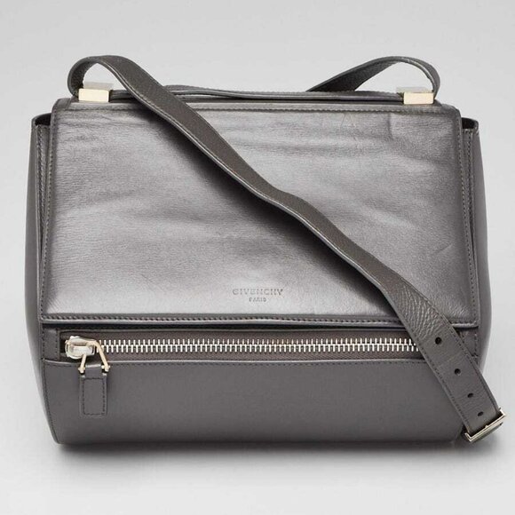 Givenchy Grey Grained Leather Pandora Box Medium Shoulder Bag - Picture 1 of 12